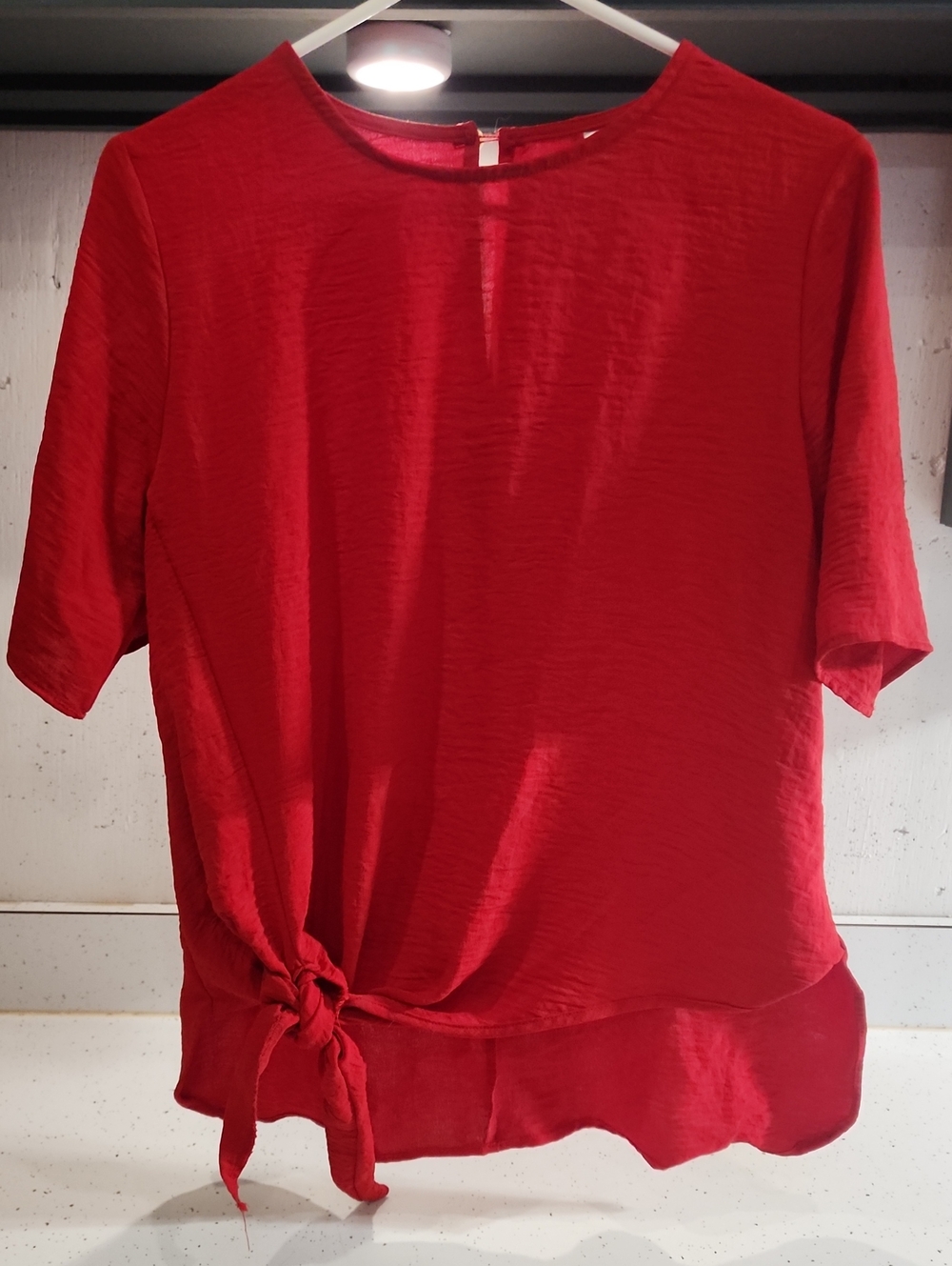 Simply Irresistible Red Short-Sleeve Tie-Front Blouse